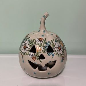Polish pottery small unikat pumpkin daisies